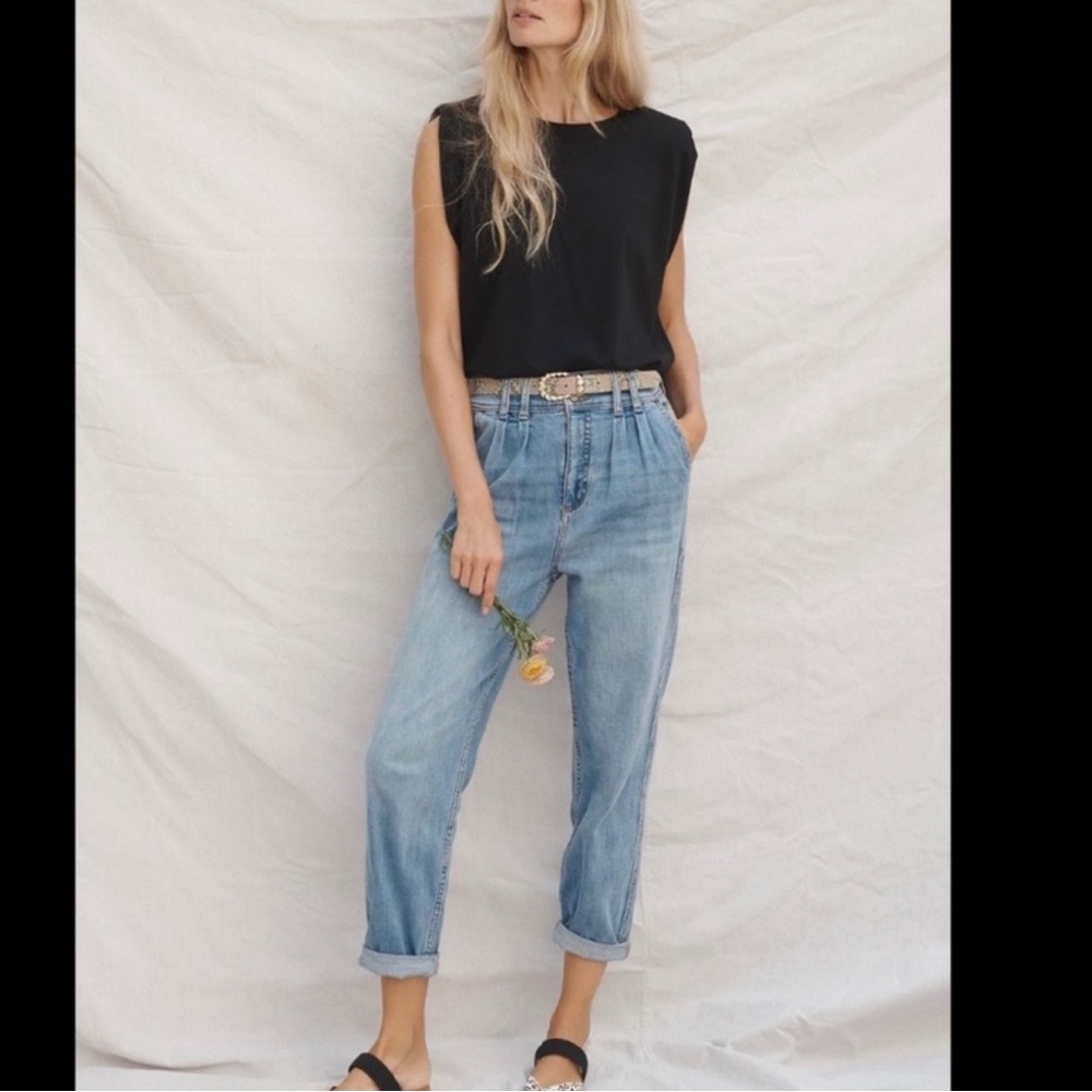 Anthropologie High-Rise Pleated Jeans